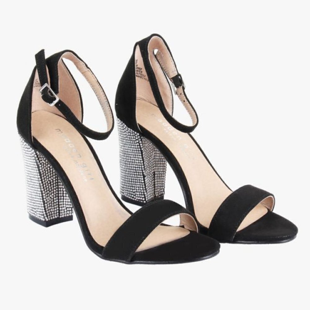 Madden Girl Bangg Black & Rhinestone Dress Shoes Heels 9 NIB